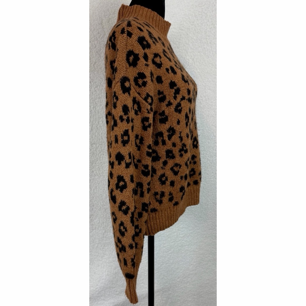 OLD NAVY • Brown Leopard Print Mock-Neck Long Sleeve Knit Sweater, XS - Picture 10 of 14